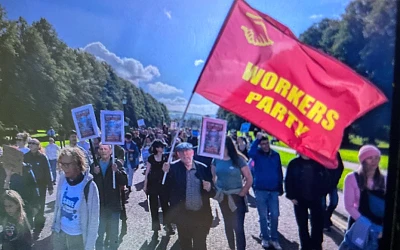 Workers Party representatives at the water protest at Stormont.