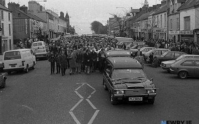 A funeral in Warrenpoint in the 1980's. Photograph: Columba O'Hare/ Newry.ie 