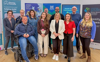 Council hosted a Funding Fayre earlier this month for community and sporting groups as part of Good Relations Week. It provided an opportunity for people to meet funders, discuss their ideas and learn more about the support available for local projects. Represented at the event were Newry, Mourne and Down District Council’s Grants and Funding Unit, PEACEPLUS and Irish Language Unit, Community Finance Ireland, The National Lottery, Halifax Foundation, Housing Executive, Groundwork NI, Sported, Live Here Love Here and East Border Region.   Included in photograph are DEA coordinators Padraig Harte (Newry DEA) and Aoife McComiskey (Slieve Gullion DEA).