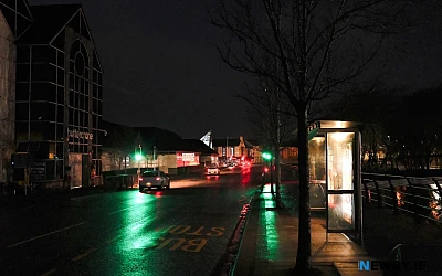 A dark Buttercrane Quay at Christmas 2024. Photograph: Columba O'Hare/ Newry.ie 