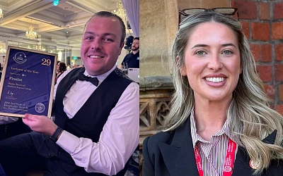 Southern Regional College (SRC) Hospitality Management degree student Danielle Grant from Hilltown and part-time lecturer Jamie Maxwell who were honoured at the recent Institute of Hospitality Awards for Professionalism.