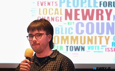 One of the speakers at Newry People's Forum. Photograph: Columba O'Hare/ Newry.ie 