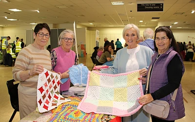 Ladies from Drumclose Craft Group, a community organisation based in the Dromalane area of Newry who hold weekly gatherings, with Siobhan Casey The Commissioner for Older People for Northern. Included are (from left) Helen Morrisey, Frances Rooney, Siobhan Casey and Vera McMahon.