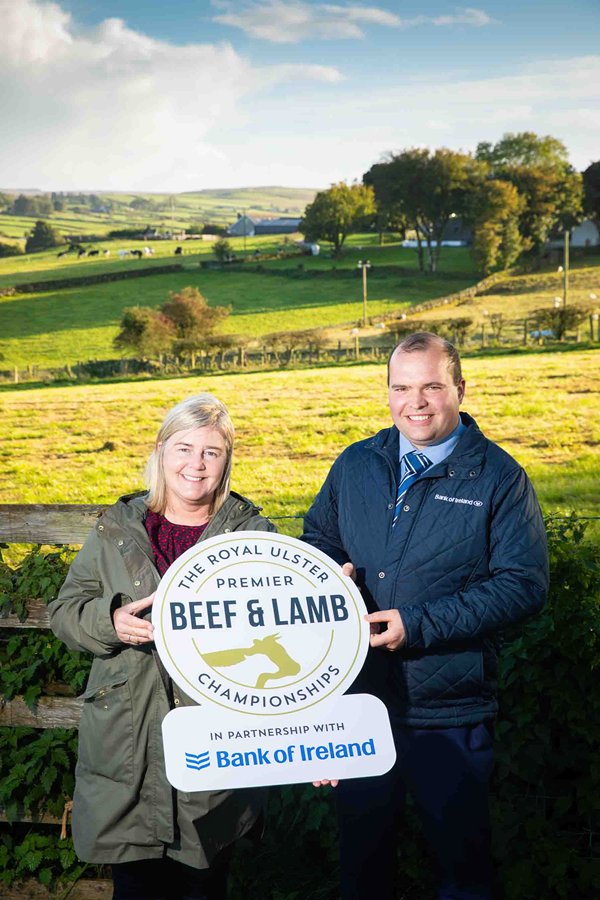 Rhonda Geary, Operations Director, RUAS and Richard Primrose, NI Agri Manager, Bank of Ireland launch the 2021 Royal Ulster Premier Beef & Lamb Championships in partnership with Bank of Ireland.