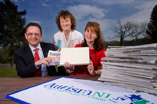 SDLP MLA for Newry and Armagh and Chair of the Assembly's All-Party Group on Autism, Dominic Bradley, Arlene Cassidy, CEO Autism NI and Savethedaykeepsakes.co.uk founder Emer Murphy.